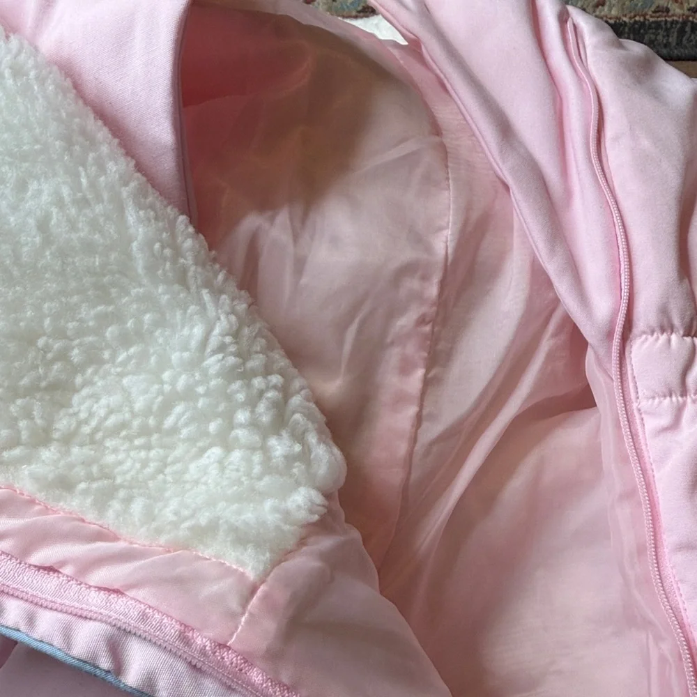 Quiltex Beatrix Potter Vintage Baby Snowsuit Pink Fleece Lined Hood 6 Months